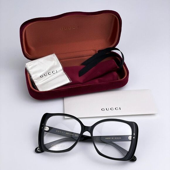 Gucci Women Eyeglasses Black Butterfly GG0473O 001 NEW AUTHENTIC